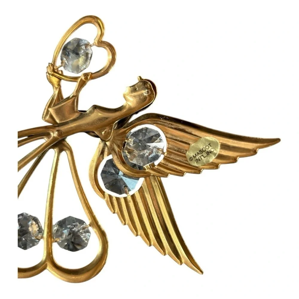 MOSCOT INC 24K Gold Plated Austrian Crystal  Picture Frame, Music Box Angel Set